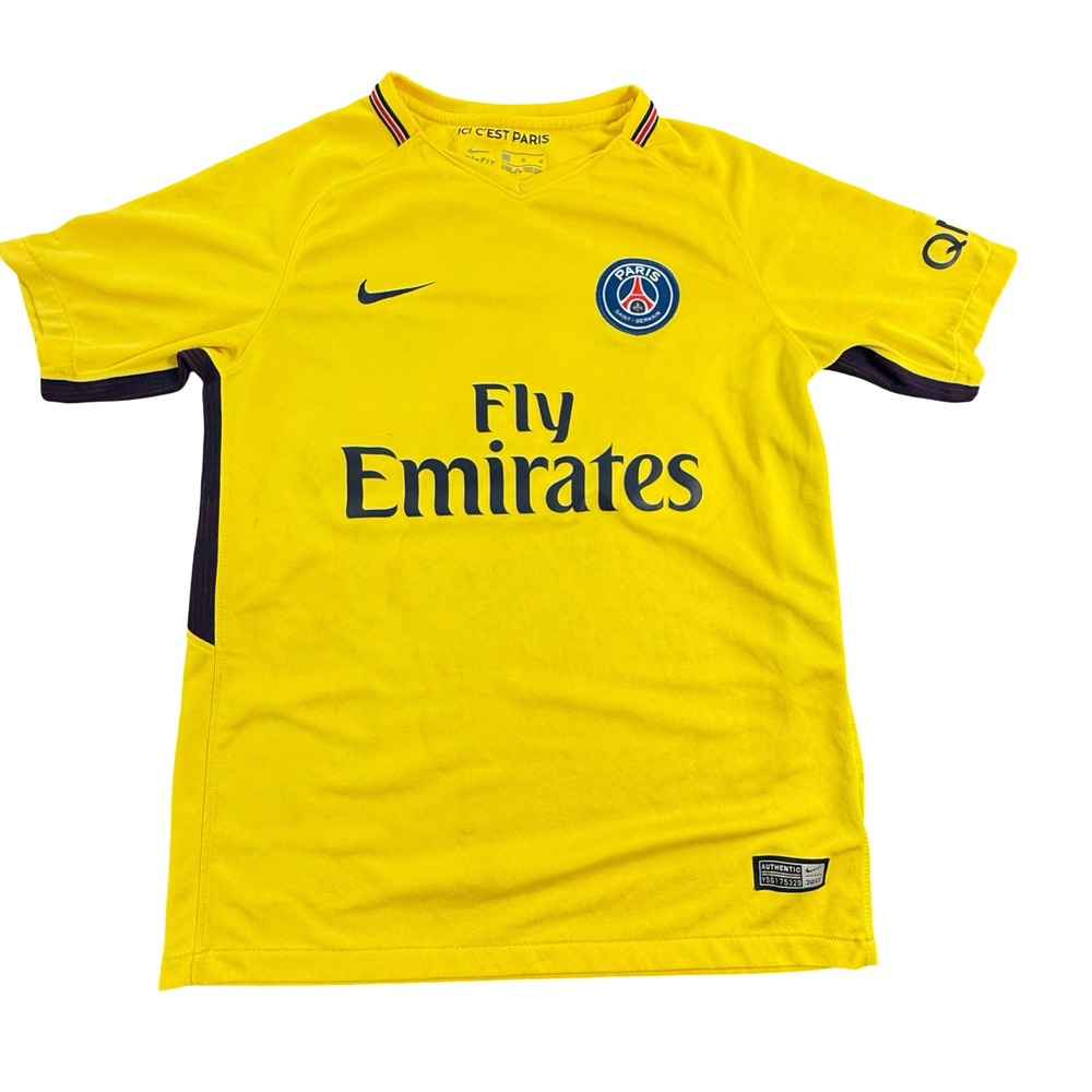 Nike Paris Saint-Germain Jersey Youth Large Yellow Fly Emirates Soccer Kit 2017